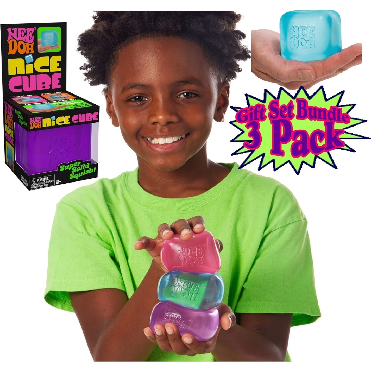 Nice Cube Translucent NeeDoh ?C 3 Pack (Purple/Pink/Blue) - Image 4