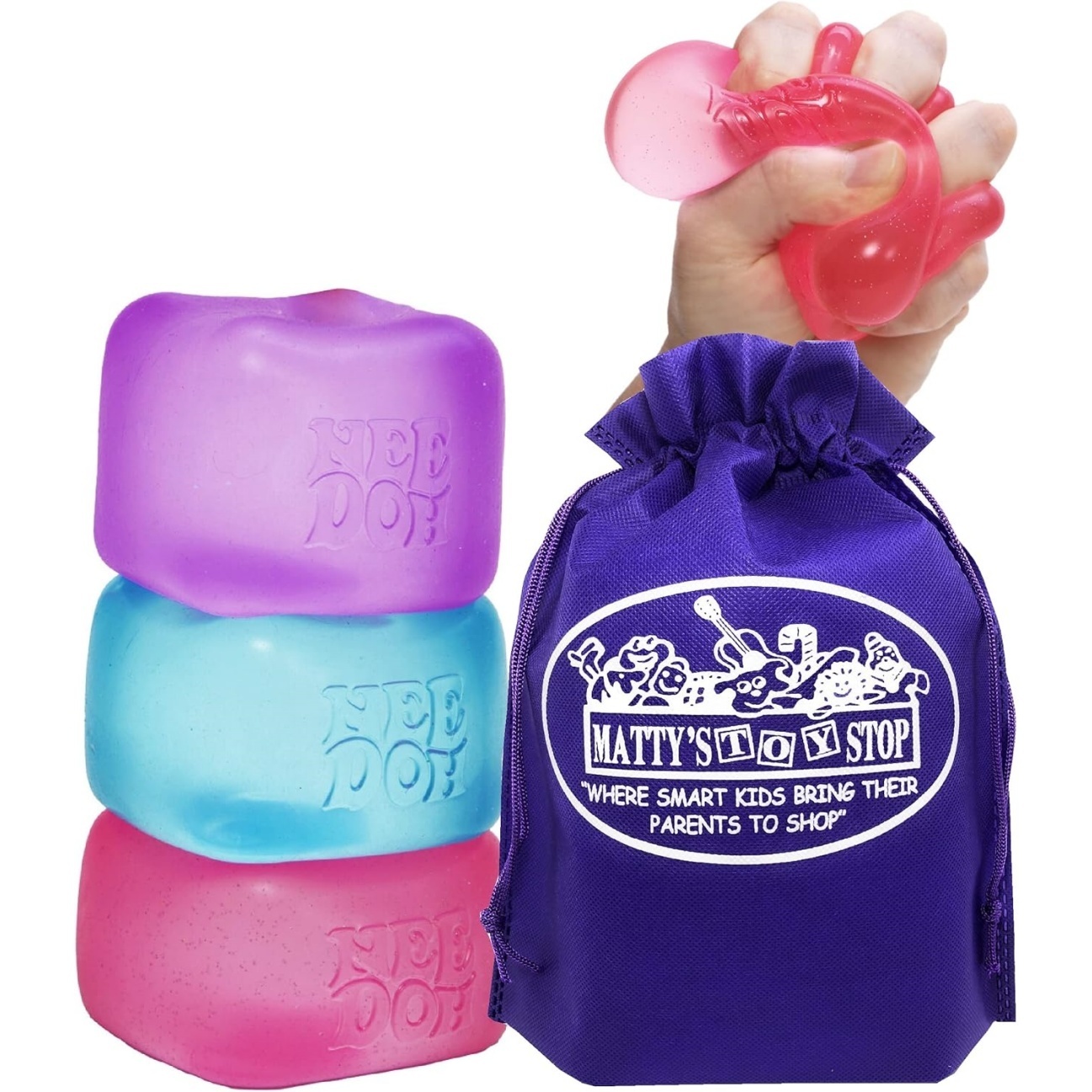 Nice Cube Translucent NeeDoh ?C 3 Pack (Purple/Pink/Blue)
