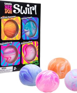 Schylling NeeDoh Teenie Swirl 4 Pack - Sensory Squeeze Toy - 1.5″ in Diameter - Colors May Vary