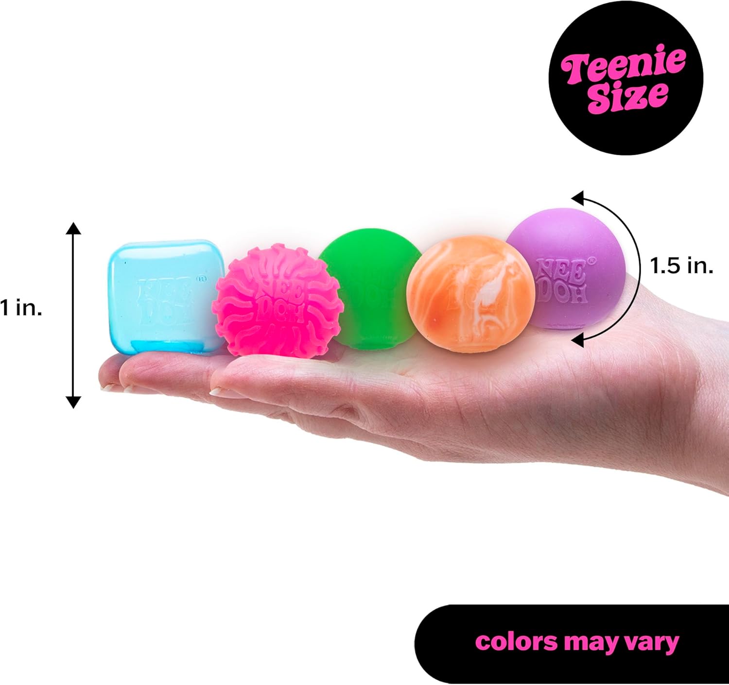 NeeDoh Teenie 10-Pack - 5 Styles of Teenie Squishies- Nice Ice Baby. Original. Swirl. Ripples. Glow - Ages 3 and Up - 10 Teenies Per Pack - Image 3