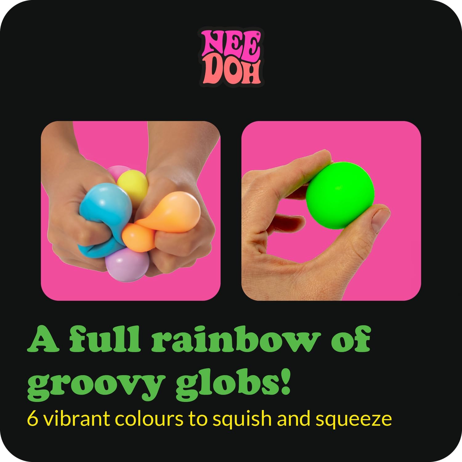Schylling NeeDoh Rainboh Teenie - Sensory Squeeze Toy - Contains 6 Mini Groovy Globs - 1.5 Wide - Multicolored - Image 4