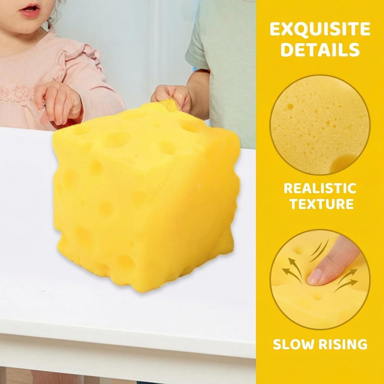 10cm Giant Cheese Squishy Toy.Slow-Rebound Shapeable Squeeze Ball. Realistic Sensory Fidget Toy.Sensory Fidget Toy for Stress Relief. Anxiety Relief Gift for Adults - Image 3