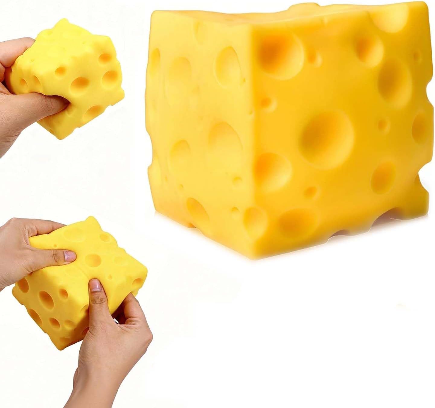 10cm Giant Cheese Squishy Toy.Slow-Rebound Shapeable Squeeze Ball. Realistic Sensory Fidget Toy.Sensory Fidget Toy for Stress Relief. Anxiety Relief Gift for Adults