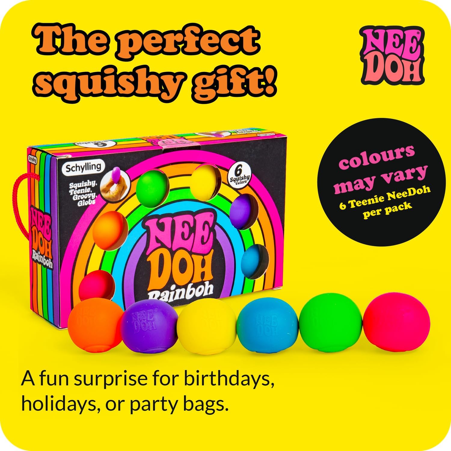 Schylling NeeDoh Rainboh Teenie - Sensory Squeeze Toy - Contains 6 Mini Groovy Globs - 1.5 Wide - Multicolored - Image 5
