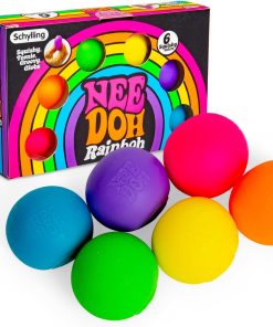 Schylling NeeDoh Rainboh Teenie - Sensory Squeeze Toy - Contains 6 Mini Groovy Globs - 1.5 Wide - Multicolored